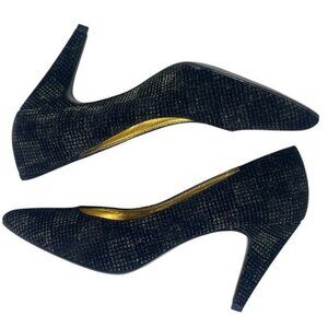 Nina Womens Black Sparkling Detailing 3.5" High Heel Leather Sole Pump Size 8.5N